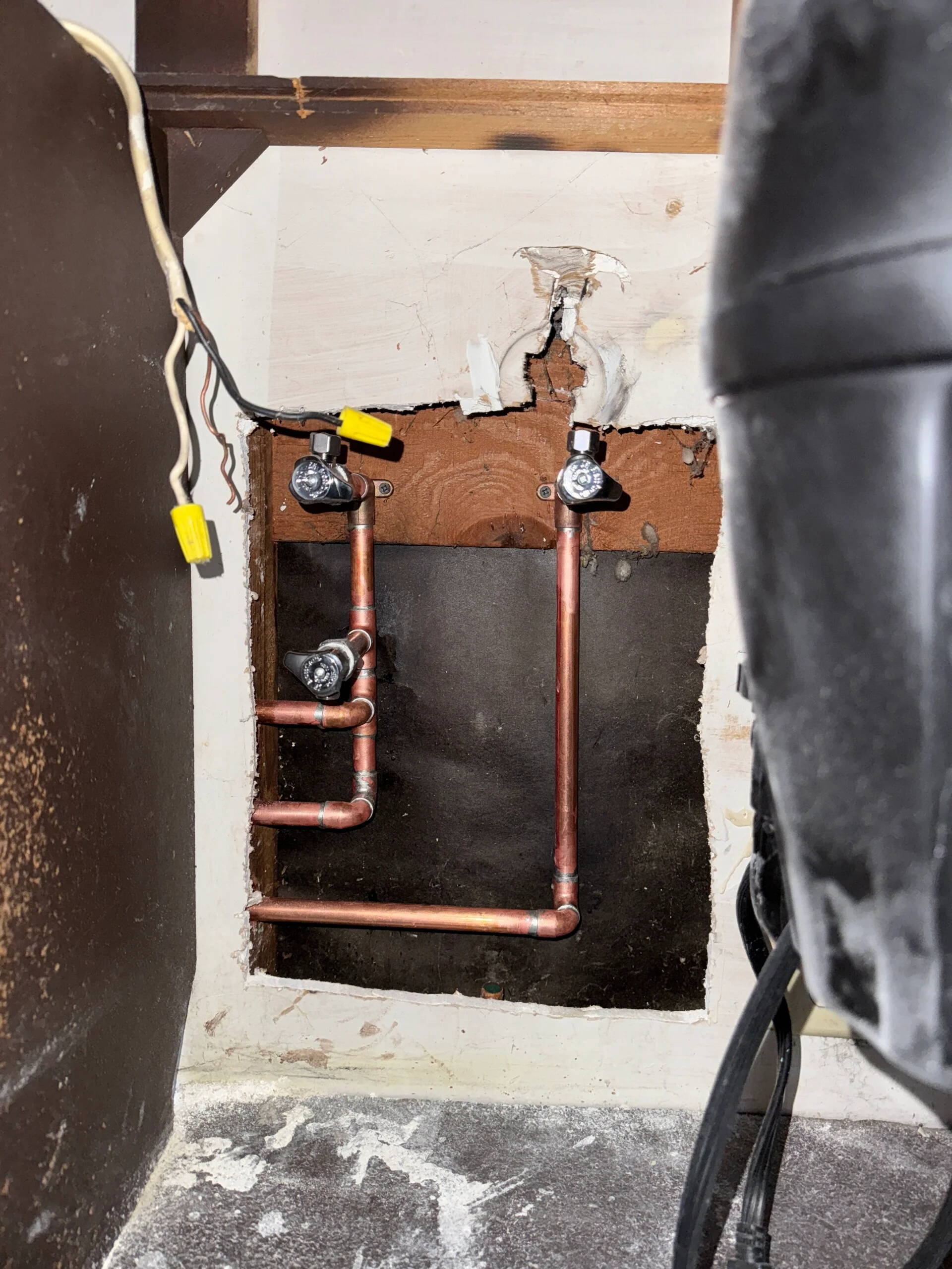 Professional shower valve rough-in and copper repiping